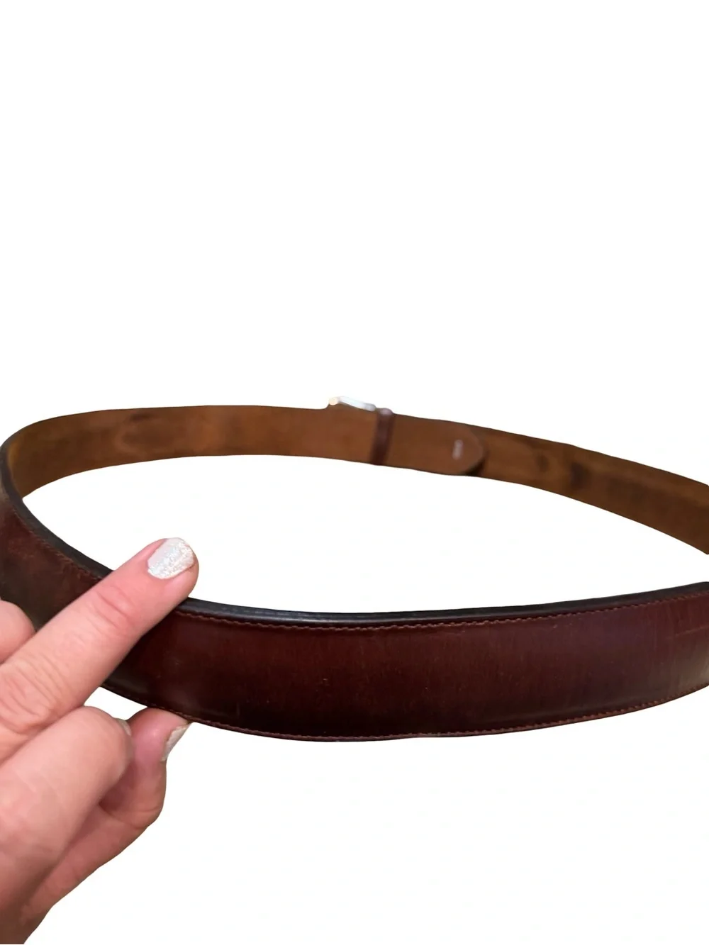 Men's Brown Leather Western Belt with Ornate Two-Tone Buckle